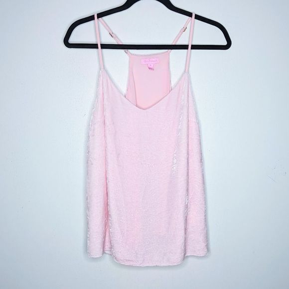 Lilly Pulitzer Tops - Lilly Pulitzer Dusk Velvet Silk Blend Racerback Tank Top Blouse Paradise Pink M
